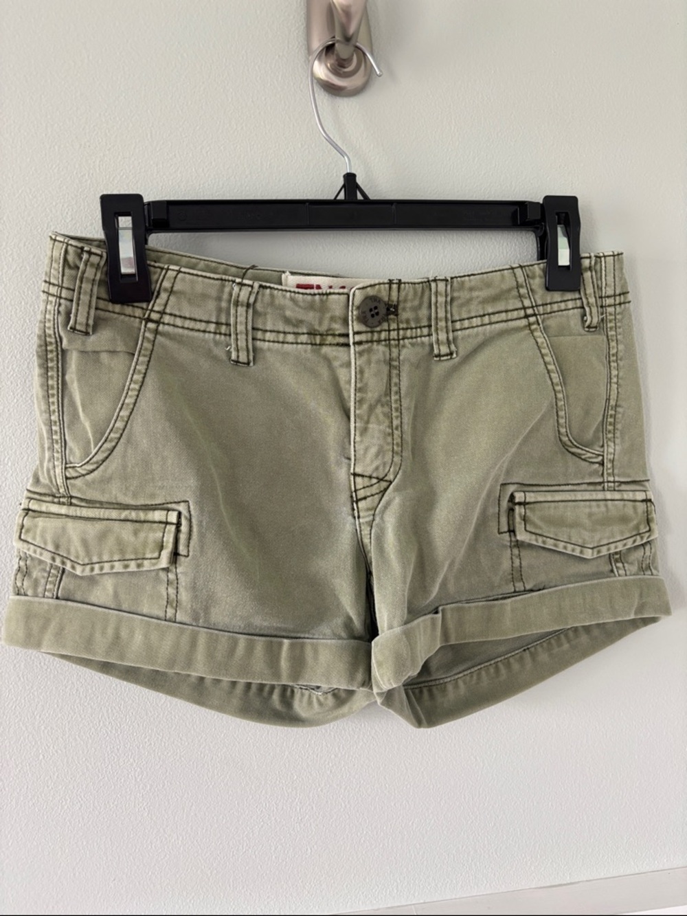 TNA Olive Green Cargo Roll-Cuff Shorts